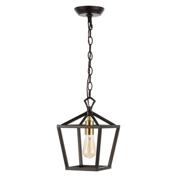 Oslin 8" Vintage Farmhouse Iron Chain Pagoda LED Pendant - JONATHAN Y